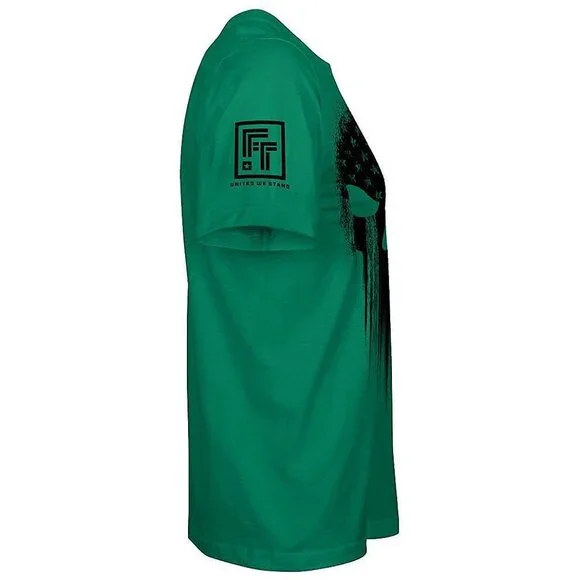 USA American Skull Men´s Patriotic T-Shirt Kelly Green - Shirt Shirts